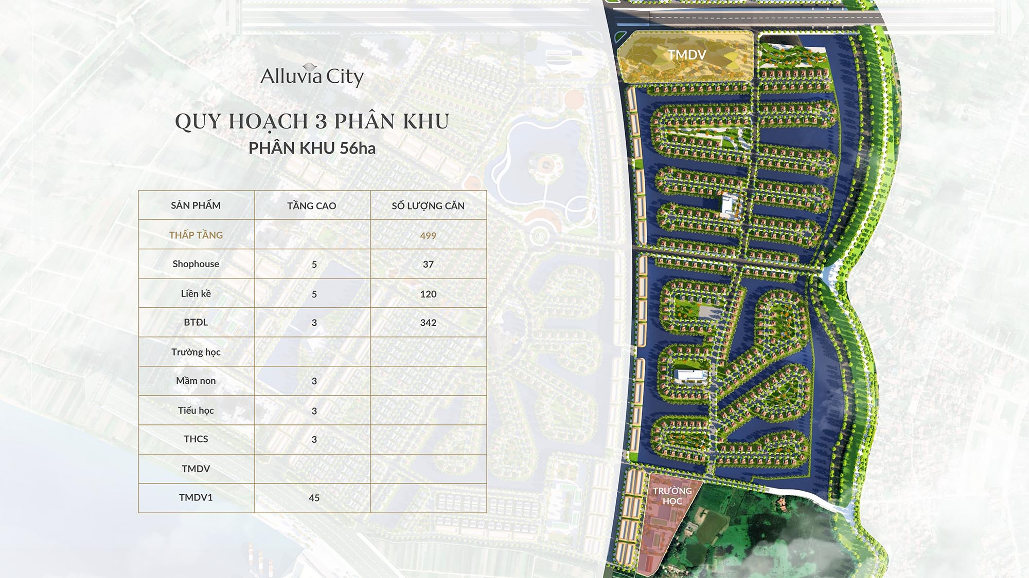Mặt bằng phân khu 56ha dự án Alluvia City Hưng Yên