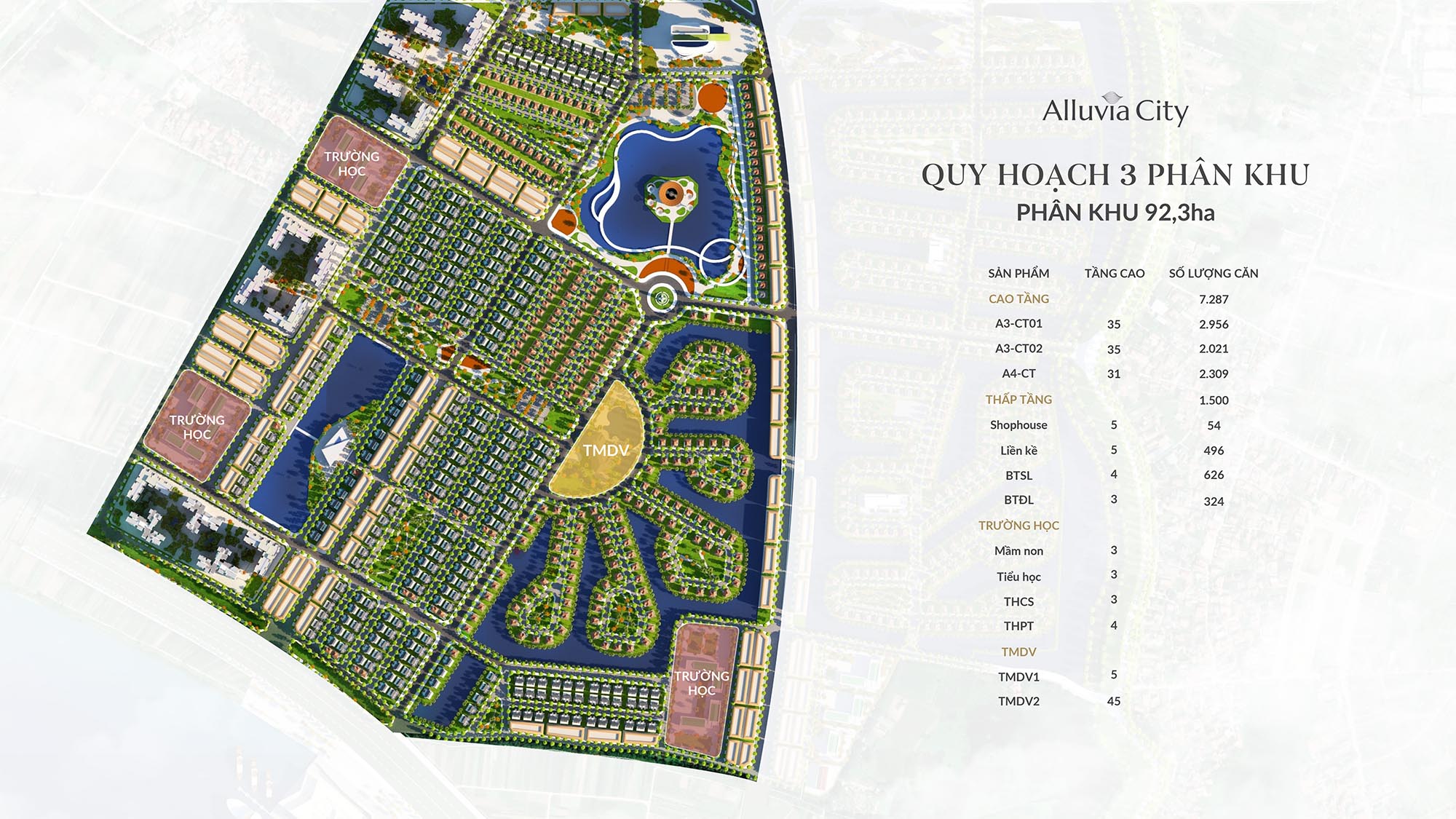 Mặt bằng phân khu 92ha dự án Alluvia City Hưng Yên