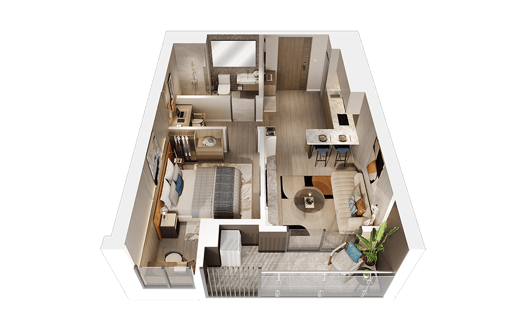 Căn hộ 1PN+Diện tích từ 45 – 47m2