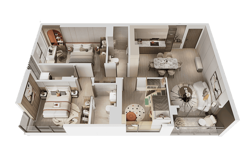 Căn hộ 3PNDiện tích từ 89 – 112m2