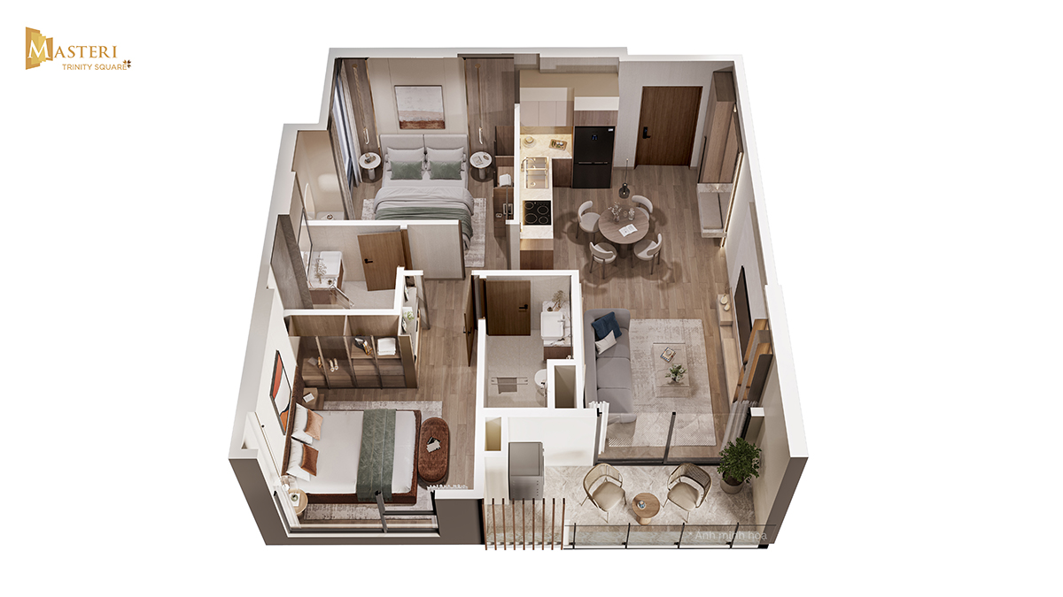 Căn hộ 2PN 2WCDiện tích từ 63 – 67m2