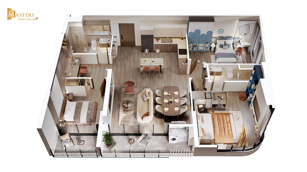 Căn hộ 3PNDiện tích từ 89 – 112m2